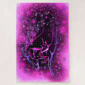 Neon Blue Pink Pair Pferde Running Jigsaw Puzzle (Vertikal)