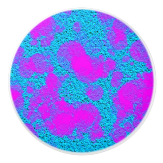 Neon Blue Pink Texture Knoblauch Keramikknauf (Vorderseite)