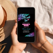 Neon Blue & Pink Tropical Bachelorette Wochenende Einladung