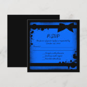 Neon Blue Ribbon Grunge Hochzeit RSVP Einladung (Vorne/Hinten)