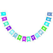 Neon Blue Shades Solid Color | Benutzerdefiniert Wimpelkette (Alle)