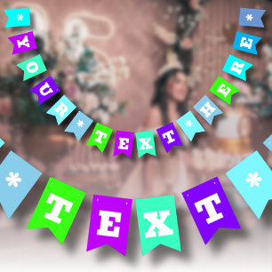 Neon Blue Shades Solid Color Benutzerdefiniert Wimpelkette