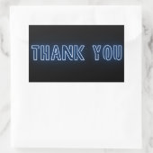 Neon Blue Sign Trendy Vielen Dank Rechteckiger Aufkleber (Tasche)