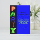 NEON BLUE SIGNS Bar Bat Mitzvah Party Card Einladung (Stehend Vorderseite)