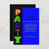 NEON BLUE SIGNS Bar Bat Mitzvah Party Card Einladung (Vorne/Hinten)