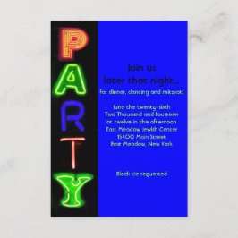 NEON BLUE SIGNS Bar Bat Mitzvah Party Card Einladung