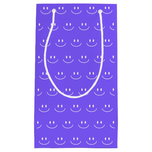 Neon Blue Smile Pattern Geschenktasche Kleine Geschenktüte (Vorderseite)