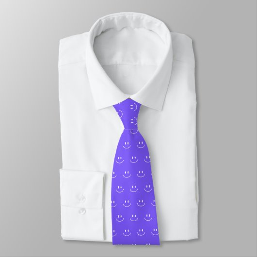 Neon Blue Smile Pattern Neck Tie Krawatte (Gebunden)