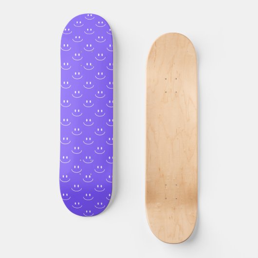 Neon Blue Smile Pattern Skateboard (Vorderseite)
