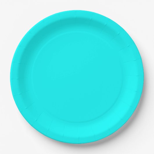 Neon Blue Solid Color | Classic Pappteller (Vorderseite)