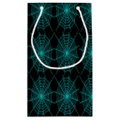 Neon Blue Spiderweb Kleine Geschenktüte (Rückseite)
