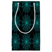 Neon Blue Spiderweb Kleine Geschenktüte (Vorderseite)