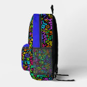 Neon Blue Squigggle Monogram Bedruckter Rucksack (Rechts)