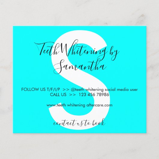 Neon Blue Teeth Whitening Aftercare Instruction (Vorderseite)