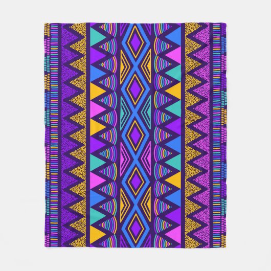 Neon Blue: Tribal Navajo Muster Fleecedecke (Vorderseite)