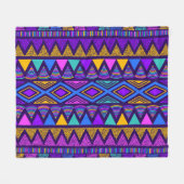 Neon Blue: Tribal Navajo Muster Fleecedecke (Vorderseite (Horizontal))