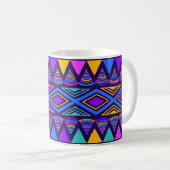 Neon Blue: Tribal Navajo Muster Kaffeetasse (VorderseiteRechts)