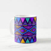 Neon Blue: Tribal Navajo Muster Kaffeetasse (Vorderseite Links)