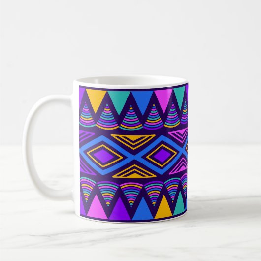 Neon Blue: Tribal Navajo Muster Kaffeetasse (Links)