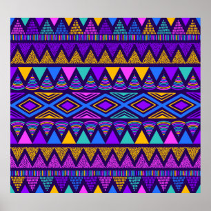 Neon Blue: Tribal Navajo Muster Poster