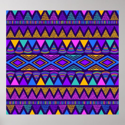 Neon Blue: Tribal Navajo Muster Poster (Vorne)