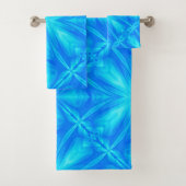 Neon Blue Turquoise Psychedelic Cloudy Abstrakt Badhandtuch Set (Insitu)