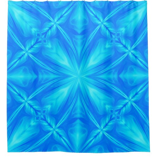 Neon Blue Turquoise Psychedelic Cloudy Abstrakt Duschvorhang (Vorderseite)