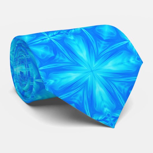 Neon Blue Turquoise Psychedelic Cloudy Abstrakt Krawatte (Gerollt)
