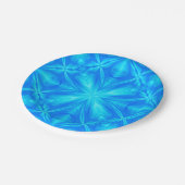 Neon Blue Turquoise Psychedelic Cloudy Abstrakt Pappteller (Schrägansicht)