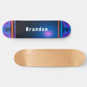 Neon Blue und Pink Lazer Lights Custom Skateboard (Horizontal)