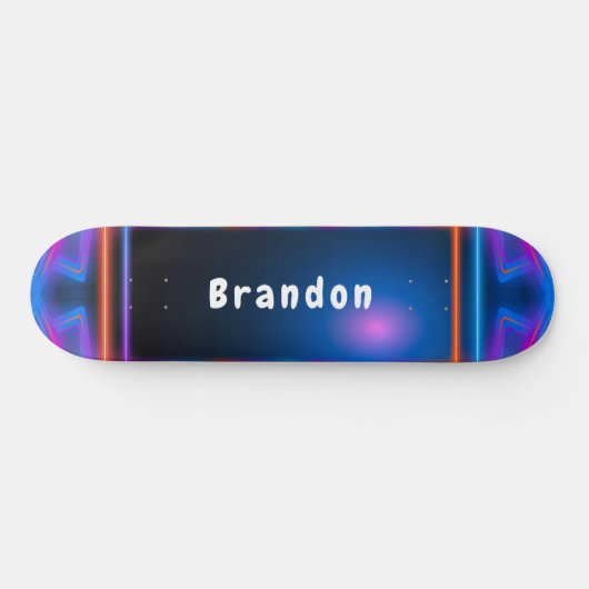 Neon Blue und Pink Lazer Lights Custom Skateboard (Horizontal)