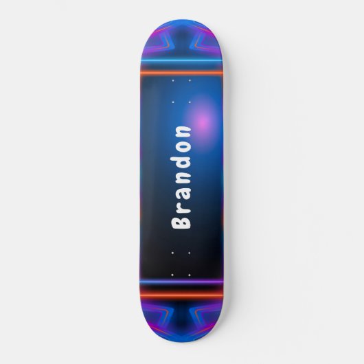Neon Blue und Pink Lazer Lights Custom Skateboard (Vorderseite)
