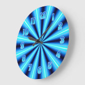 Neon Blue Wall Große Wanduhr (Winkel)