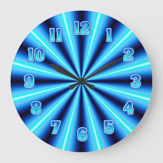 Neon Blue Wall Große Wanduhr (Vorderseite)
