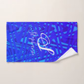 Neon Blue Wave Abstrakt Monogram Initials Nautical Badhandtuch Set (Handtuch)