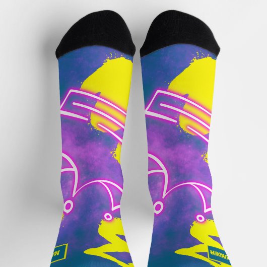 Neon Blue Yellow Graffiti Socken (Oben)