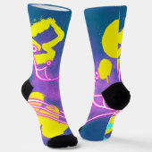 Neon Blue Yellow Graffiti Socken (Gewinkelt)