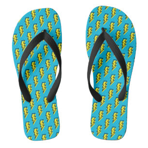 Neon Blue Yellow Lightning Bolt Pattern der 80er/9 Badesandalen
