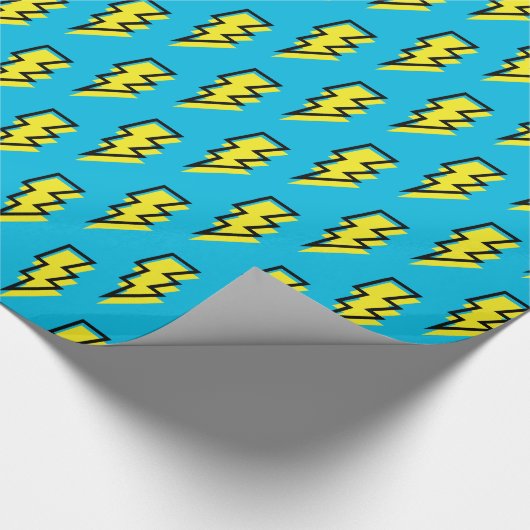 Neon Blue Yellow Lightning Bolt Pattern der 80er/9 Geschenkpapier (Ecke)