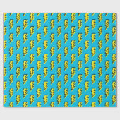 Neon Blue Yellow Lightning Bolt Pattern der 80er/9 Geschenkpapier (Flach)