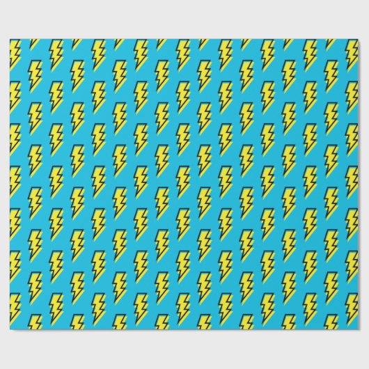 Neon Blue Yellow Lightning Bolt Pattern der 80er/9 Geschenkpapier (Flach)