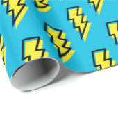 Neon Blue Yellow Lightning Bolt Pattern der 80er/9 Geschenkpapier (Rolleneckpunkt)