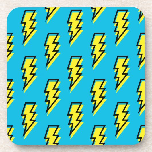 Neon Blue Yellow Lightning Bolt Pattern der 80er/9 Getränkeuntersetzer (Vorderseite)