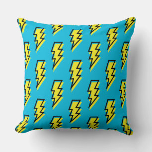 Neon Blue Yellow Lightning Bolt Pattern der 80er/9 Kissen