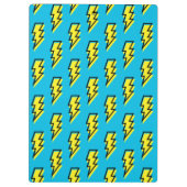 Neon Blue Yellow Lightning Bolt Pattern der 80er/9 Klemmbrett (Rückseite)