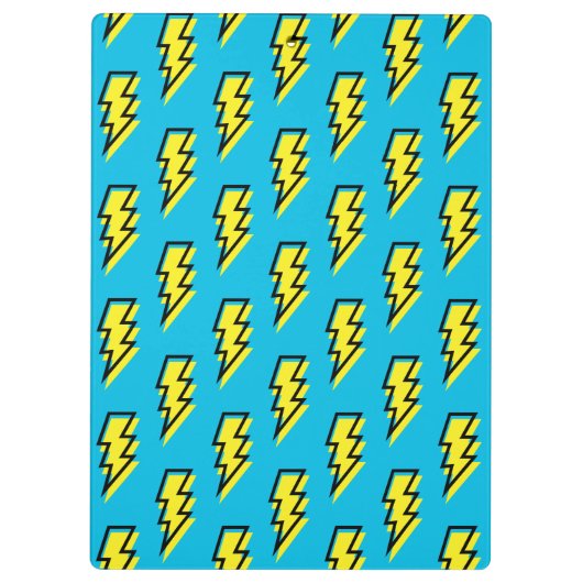 Neon Blue Yellow Lightning Bolt Pattern der 80er/9 Klemmbrett (Rückseite)