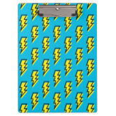 Neon Blue Yellow Lightning Bolt Pattern der 80er/9 Klemmbrett (Vorderseite)