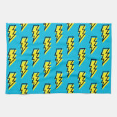 Neon Blue Yellow Lightning Bolt Pattern der 80er/9 Küchentuch (Horizontal)