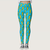 Neon Blue Yellow Lightning Bolt Pattern der 80er/9 Leggings (Vorderseite)