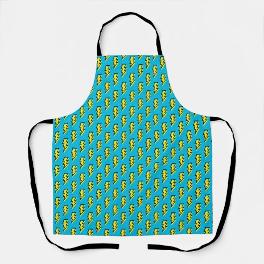 Neon Blue Yellow Lightning Bolt Pattern der 80er/9 Schürze (Vorderseite)
